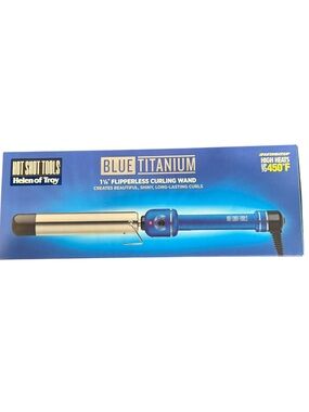 Hot Shot Tools Blue Titanium 1¼" Flipperless Curling Wand - Blue